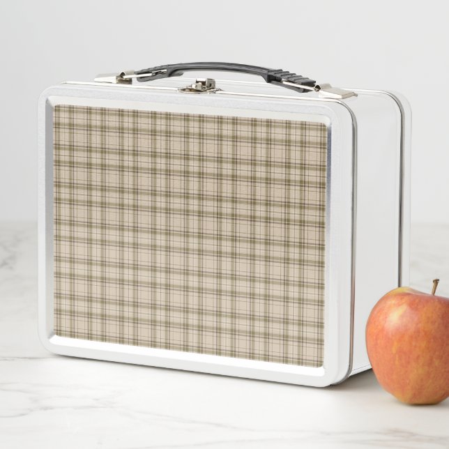 Tartan Plaid Brown, Beige & Green No. 59 Metal Lunch Box (In Situ)
