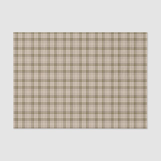 Tartan Plaid Brown, Beige & Green No. 59 Tissue Paper (Front)