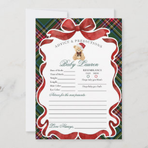 Tartan Plaid Christmas Bear Advice for Baby Card