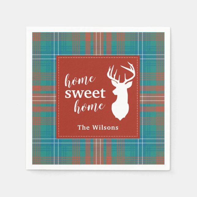 Tartan Plaid Christmas Clan Wilson Personalized Napkins (Front)