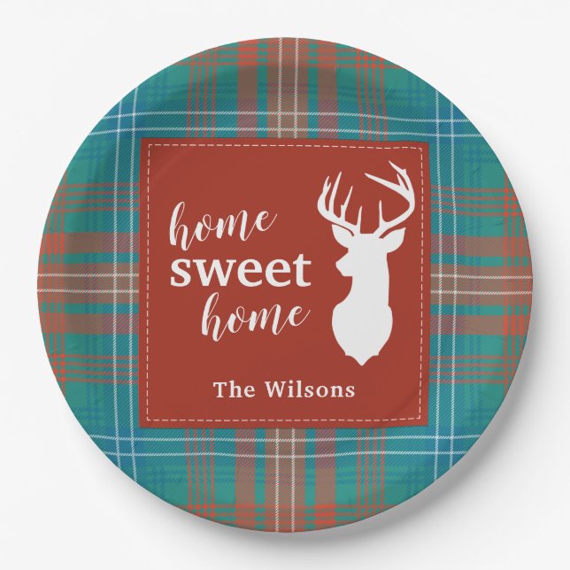 Tartan Plaid Christmas Clan Wilson Personalized Paper Plates (Front)