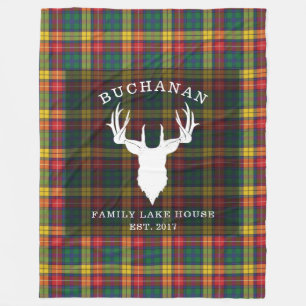 Tartan Plaid Clan Buchanan Family Name Lake House Fleece Blanket
