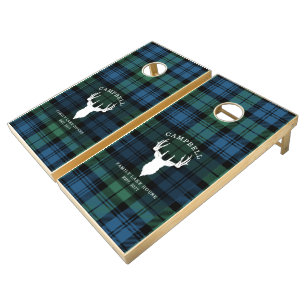Tartan Plaid Clan Campbell Family Lake House Cornhole Set