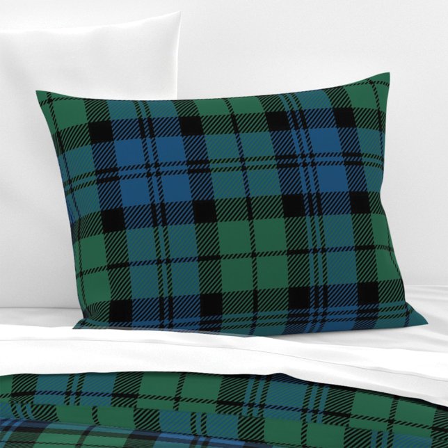 Tartan Plaid Clan Campbell Green Blue Black Check Accent Pillow (Rustic Plaid Farmhouse Campbell Tartan Pillow)