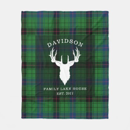 Tartan Plaid Clan Davidson Family Lake House Fleece Blanket