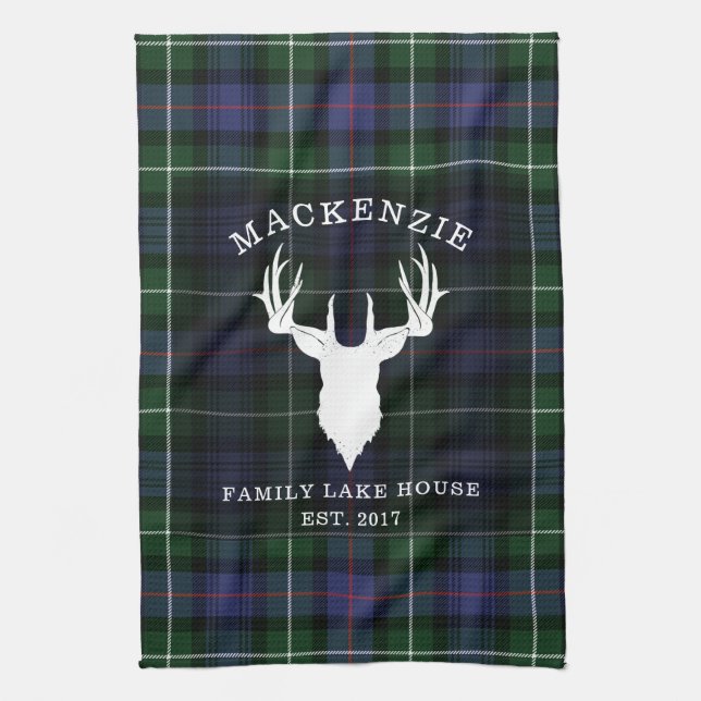 Tartan Plaid Clan MacKenzie Family Lake House Kitchen Towel (Vertical)