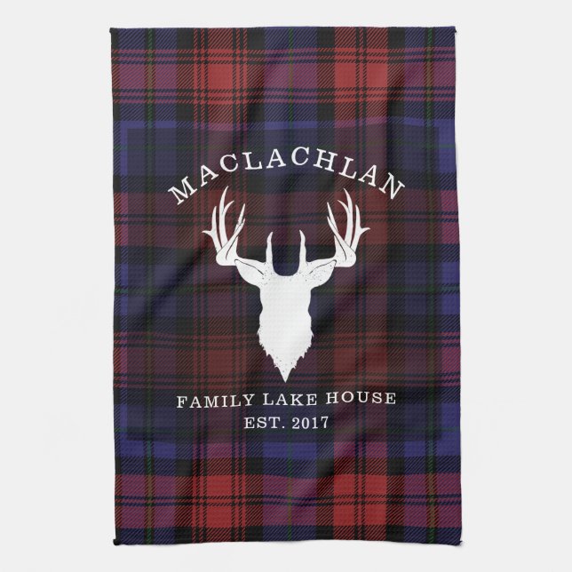 Tartan Plaid Clan MacLachlan Family Lake House Kitchen Towel (Vertical)