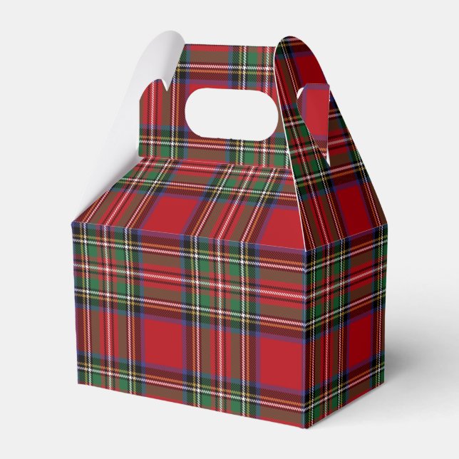 Tartan Plaid Clan Stewart Black Red Rustic Favor Boxes (Front Side)