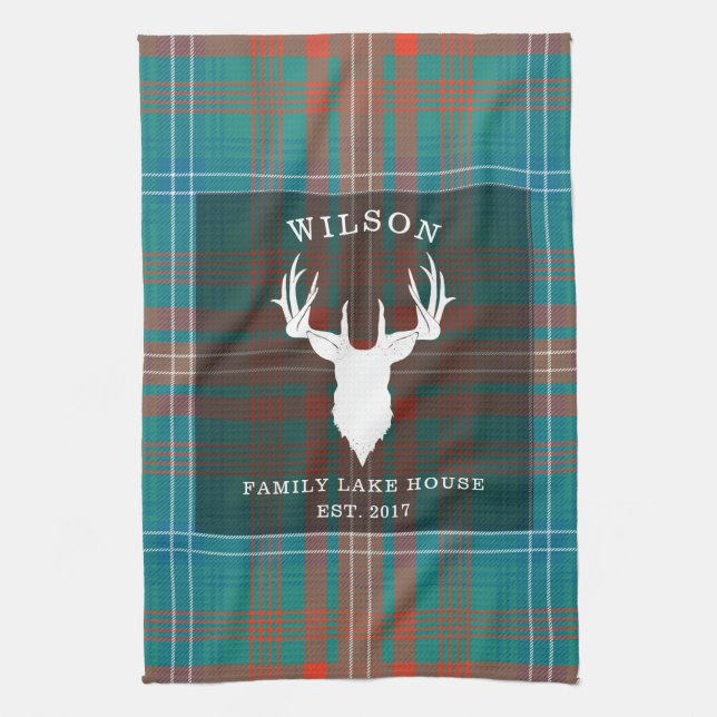Tartan Plaid Clan Wilson Family Lake House Kitchen Towel (Vertical)