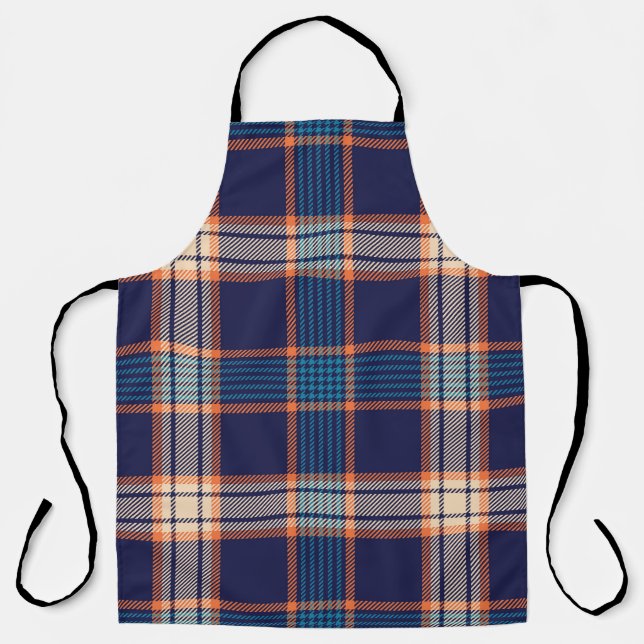 Tartan plaid, colorful navy texture. apron (Front)