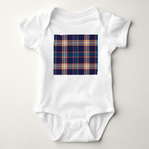 Tartan plaid, colorful navy texture. baby bodysuit
