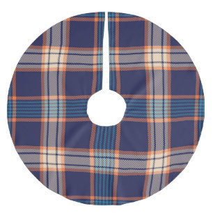 Tartan plaid, colorful navy texture. brushed polyester tree skirt