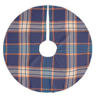 Tartan plaid, colorful navy texture. brushed polyester tree skirt