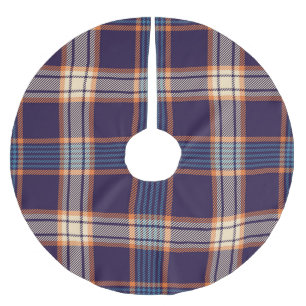 Tartan plaid, colorful navy texture. brushed polyester tree skirt