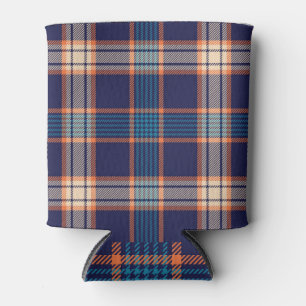 Tartan plaid, colorful navy texture. can cooler