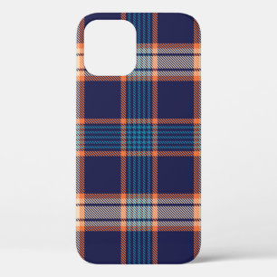Tartan plaid, colorful navy texture. iPhone 12 case