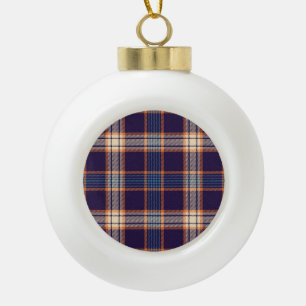 Tartan plaid, colorful navy texture. ceramic ball christmas ornament