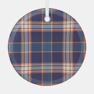 Tartan plaid, colorful navy texture. glass ornament