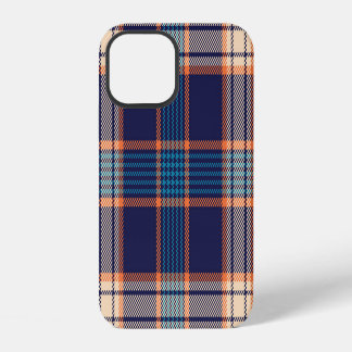 Tartan plaid, colorful navy texture. iPhone 12 case