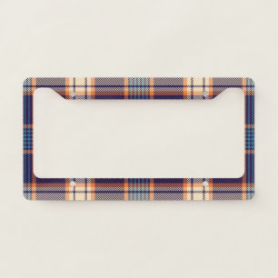 Tartan plaid, colorful navy texture. license plate frame