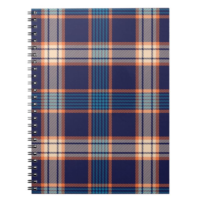 Tartan plaid, colorful navy texture. notebook (Front)