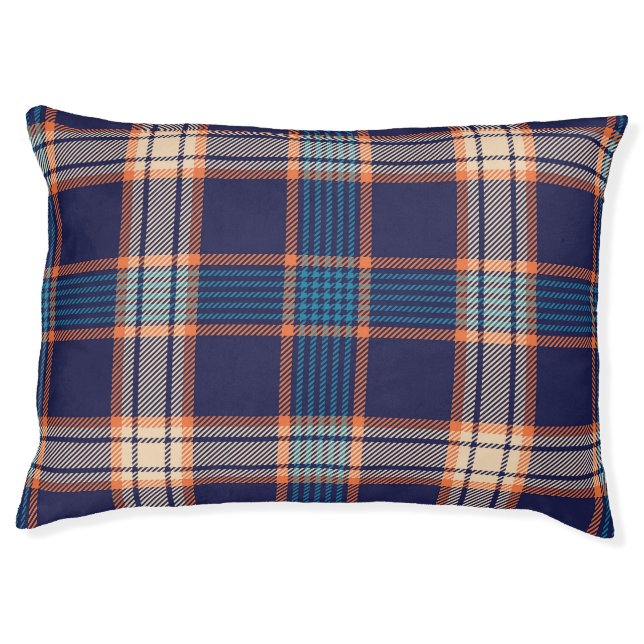 Tartan plaid, colorful navy texture. pet bed (Front)