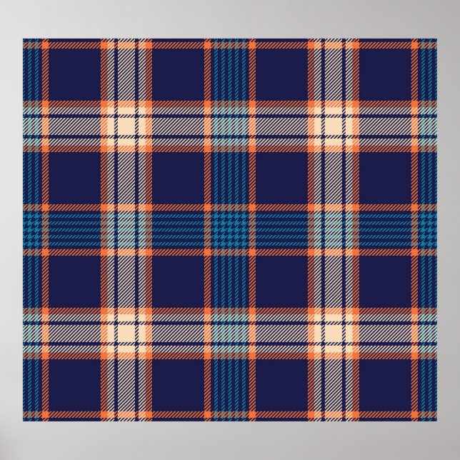 Tartan plaid, colorful navy texture. poster (Front)
