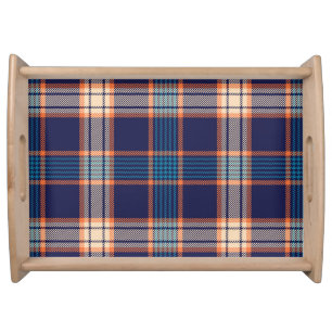 Tartan plaid, colorful navy texture. serving tray