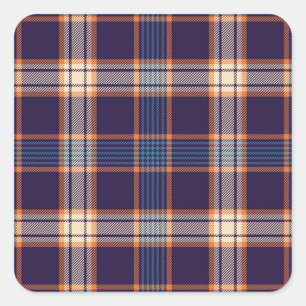Tartan plaid, colorful navy texture. square sticker