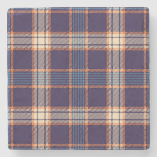 Tartan plaid, colorful navy texture. stone coaster