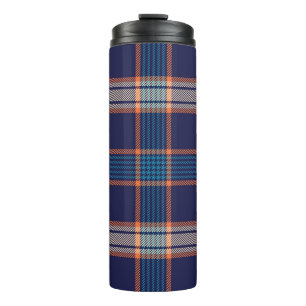 Tartan plaid, colorful navy texture. thermal tumbler