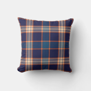 Tartan plaid, colorful navy texture. throw pillow