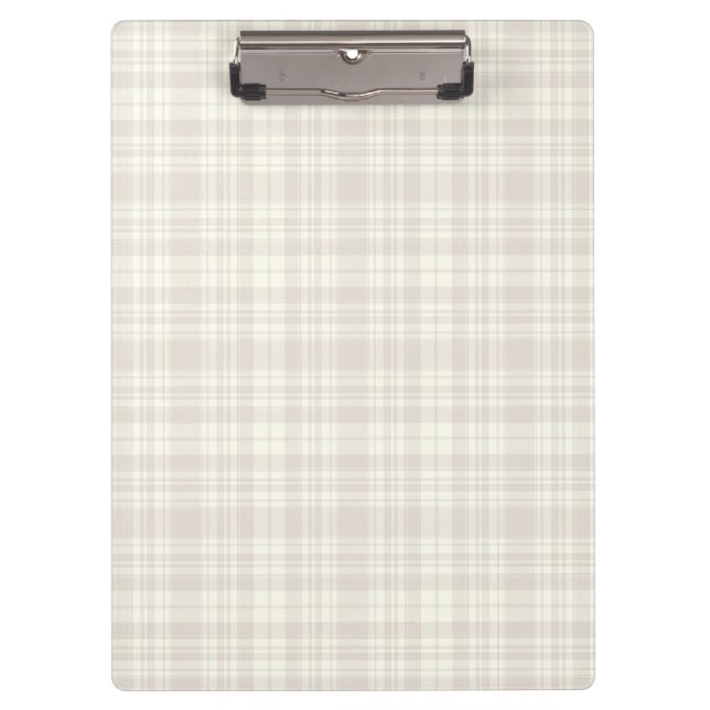 Tartan Plaid Cream & Beige No. 66 Clipboard (Front)