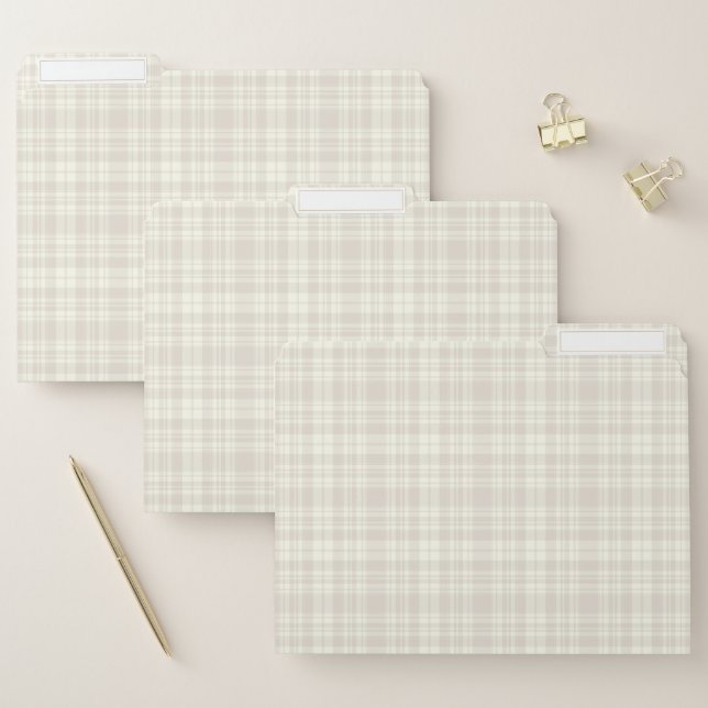 Tartan Plaid Cream & Beige No. 66 File Folder (Set)