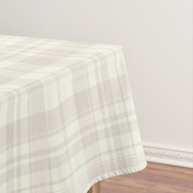 Tartan Plaid Cream & Beige No. 66 Tablecloth (In Situ)