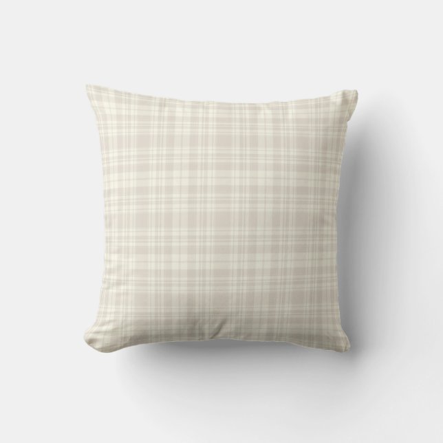Tartan Plaid Cream & Beige No. 66 Throw Pillow (Front)