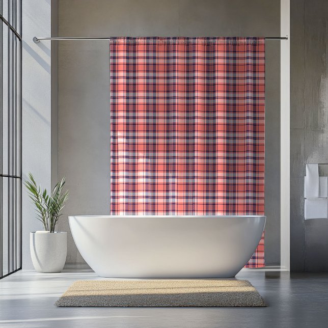 Tartan Plaid Curtain Coral Navy Gift for Retirees (Tartan Plaid Curtain Coral Navy Gift for Retirees)