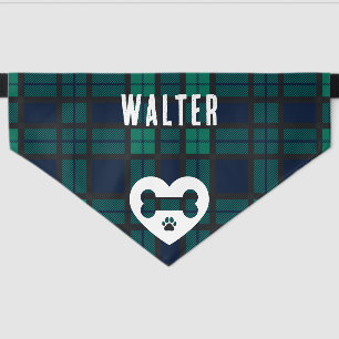 Tartan Plaid Custom Blackwatch Green Check Custom Pet Bandana Collar