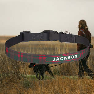 Tartan Plaid Custom Dog Name Pet Collar