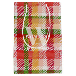 Tartan Plaid Custom Monogram Outdoor Event Theme Medium Gift Bag