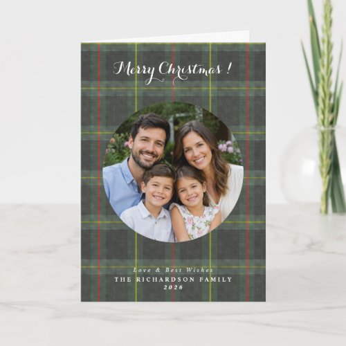 Tartan plaid custom photo Christmas Card