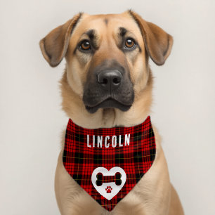 Tartan Plaid Custom Red Black Check Custom Pet Bandana Collar