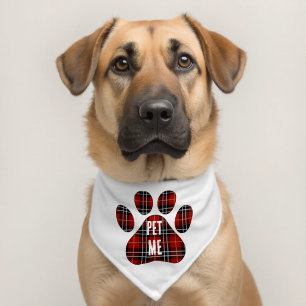 Tartan Plaid Dog Paw Print Pet Bandana Collar