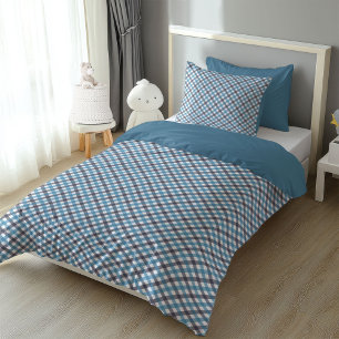 Tartan Plaid Duvet Cover for Boys in Navy Blue