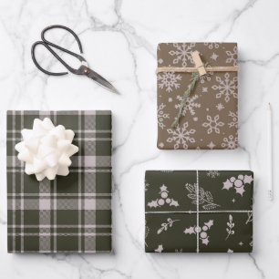 Tartan Plaid Farmhouse Green and Brown Wrapping Paper Sheets