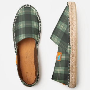 Tartan Plaid Forest Green & Cream Espadrilles