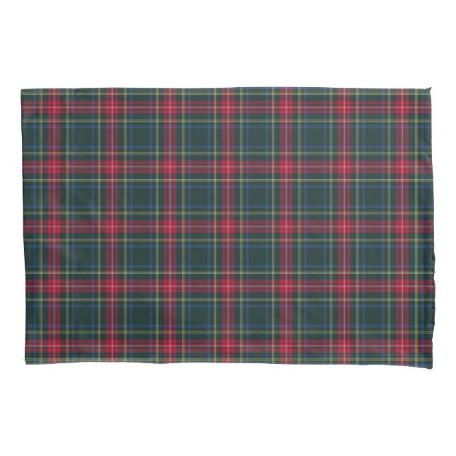 Tartan Plaid Green and Red Pillow Case (Front)