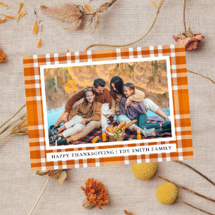 Tartan Plaid Happy Thanksgiving Autumn Photo Holiday Card
