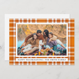Tartan Plaid Happy Thanksgiving Autumn Photo Holiday Card