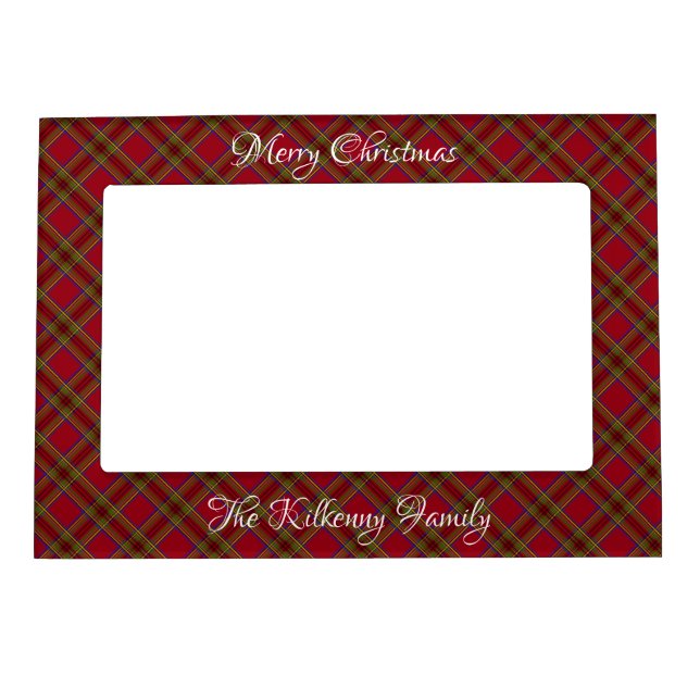 Tartan plaid holiday Christmas red classic Magneti Magnetic Frame (Front)